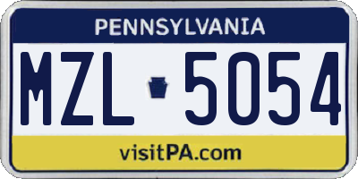 PA license plate MZL5054