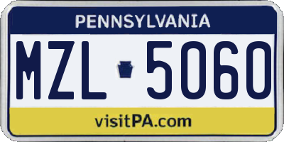 PA license plate MZL5060