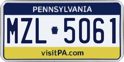 PA license plate MZL5061