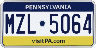 PA license plate MZL5064