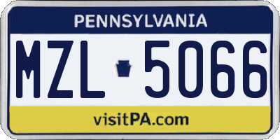 PA license plate MZL5066