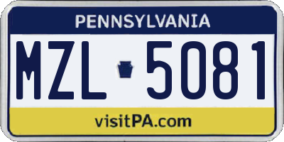 PA license plate MZL5081
