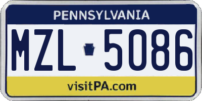 PA license plate MZL5086