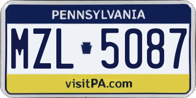 PA license plate MZL5087
