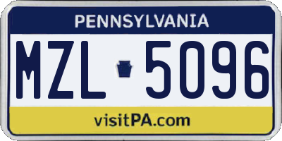 PA license plate MZL5096