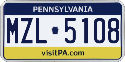 PA license plate MZL5108