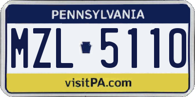 PA license plate MZL5110