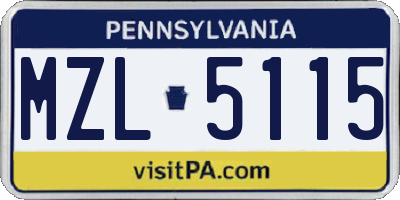 PA license plate MZL5115