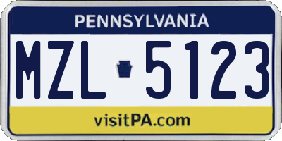 PA license plate MZL5123