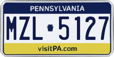 PA license plate MZL5127