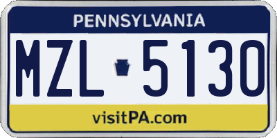 PA license plate MZL5130