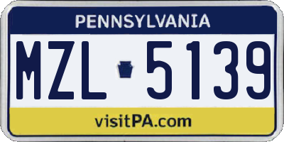 PA license plate MZL5139