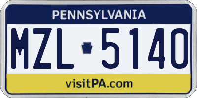 PA license plate MZL5140