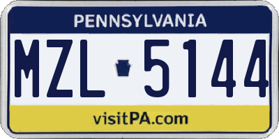 PA license plate MZL5144