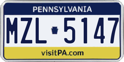 PA license plate MZL5147