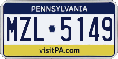 PA license plate MZL5149