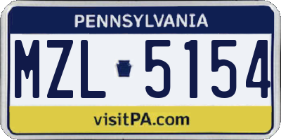 PA license plate MZL5154