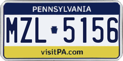 PA license plate MZL5156
