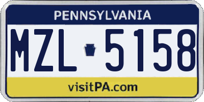 PA license plate MZL5158