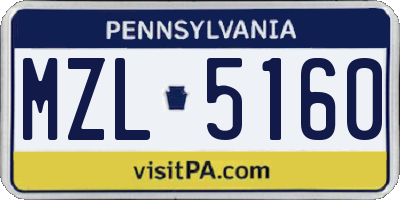 PA license plate MZL5160