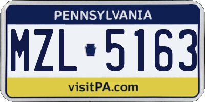 PA license plate MZL5163