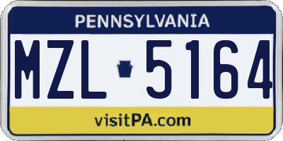 PA license plate MZL5164