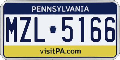 PA license plate MZL5166
