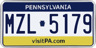 PA license plate MZL5179