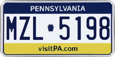 PA license plate MZL5198