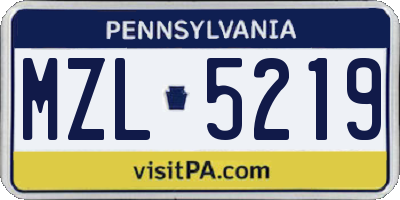PA license plate MZL5219
