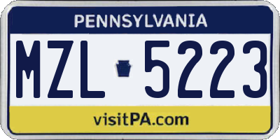 PA license plate MZL5223