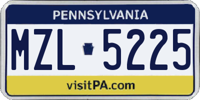 PA license plate MZL5225