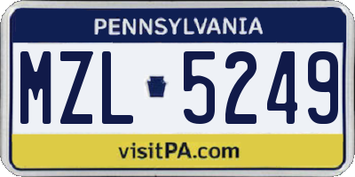 PA license plate MZL5249
