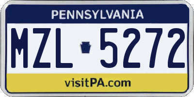 PA license plate MZL5272