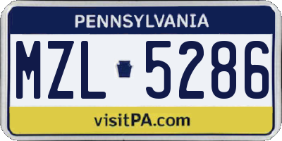 PA license plate MZL5286