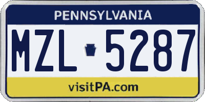 PA license plate MZL5287