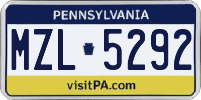 PA license plate MZL5292