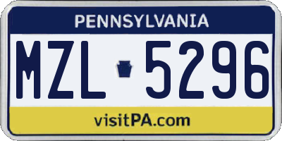 PA license plate MZL5296