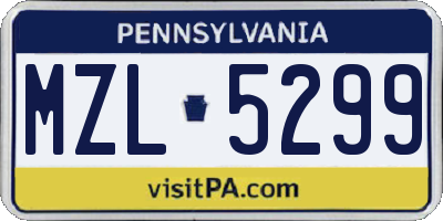 PA license plate MZL5299