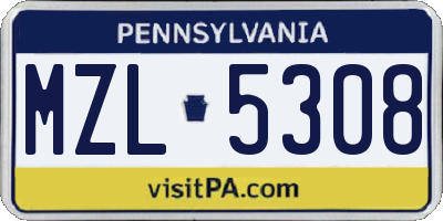 PA license plate MZL5308
