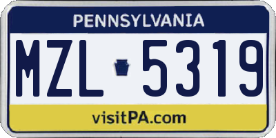 PA license plate MZL5319