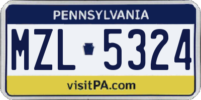 PA license plate MZL5324