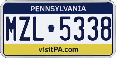 PA license plate MZL5338