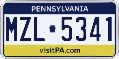 PA license plate MZL5341