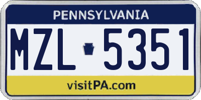 PA license plate MZL5351