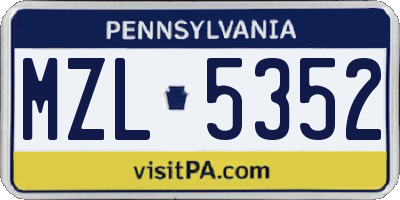 PA license plate MZL5352