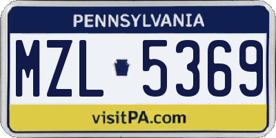 PA license plate MZL5369