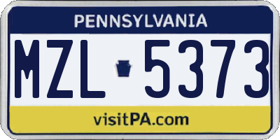PA license plate MZL5373