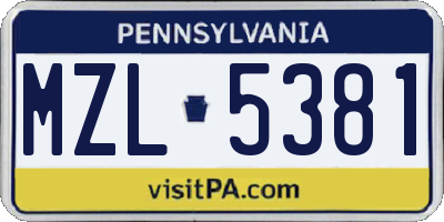 PA license plate MZL5381
