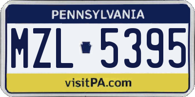 PA license plate MZL5395